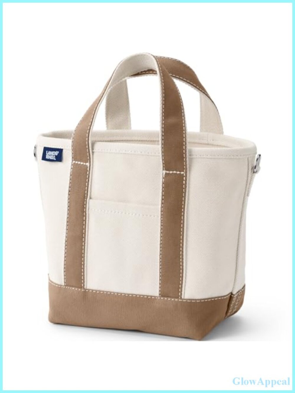 Cotton Canvas Tote Bag with 5 Pockets Structured Base Laptop Purse Shoulder Bag